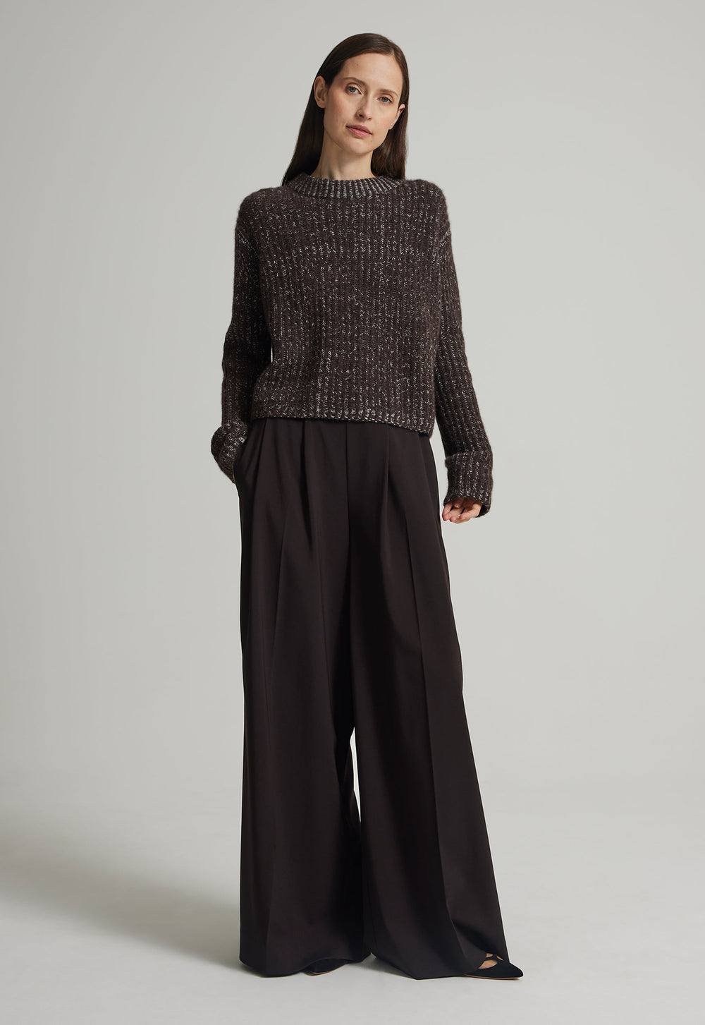 Jac+Jack HAYES CASHMERE SWEATER in Peppercorn Marle/whisper